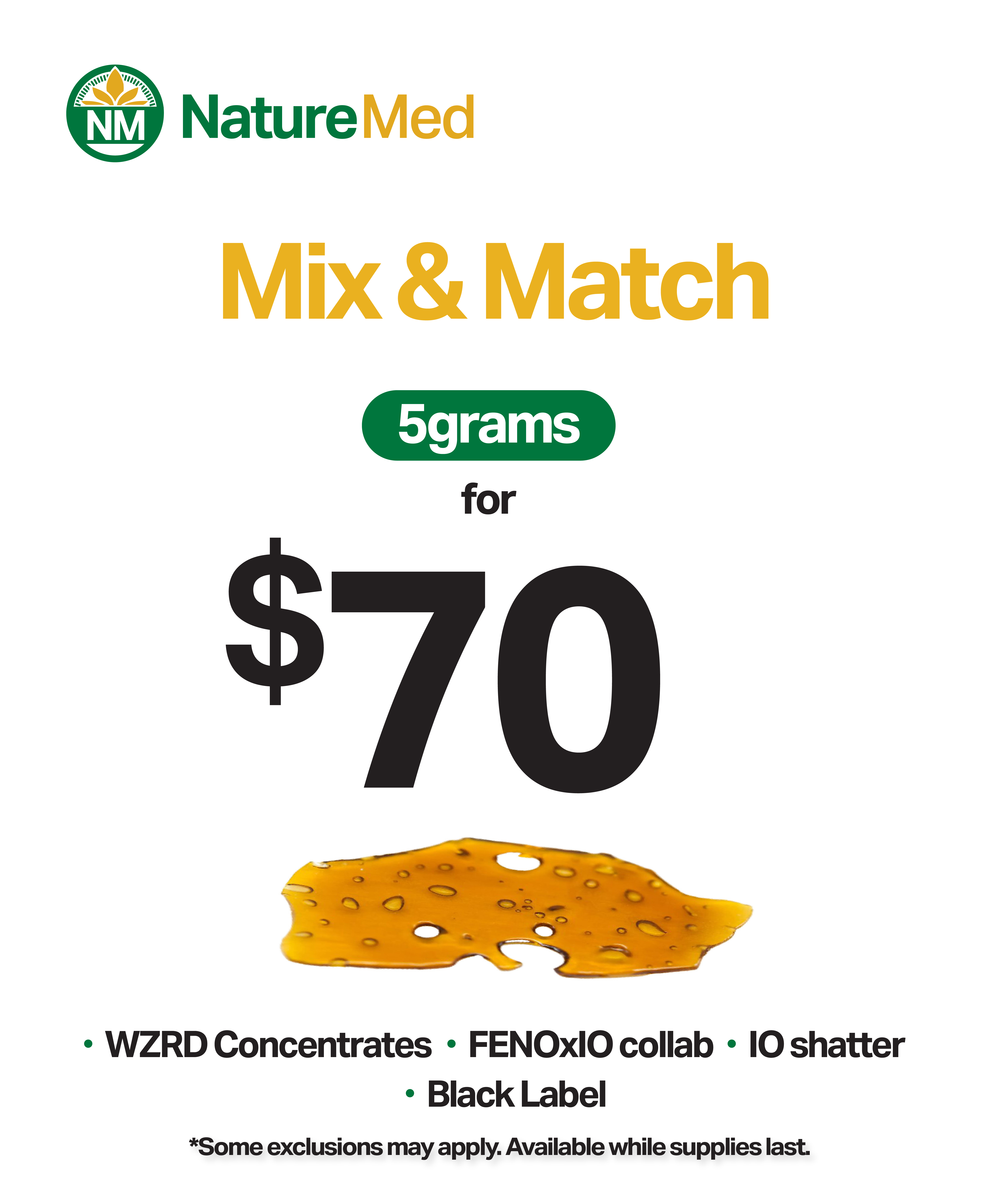 Get all 5 grams of WZRD Concentrates, FENOxIO Collab or IO Shatter for $70