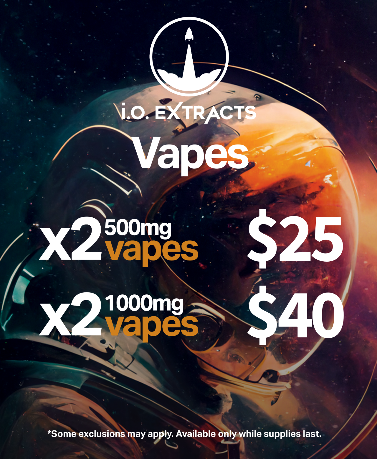 IO Extracts Vapes Bundle 2 500mg vapes for $25 and 2 1000mg vapes for $40