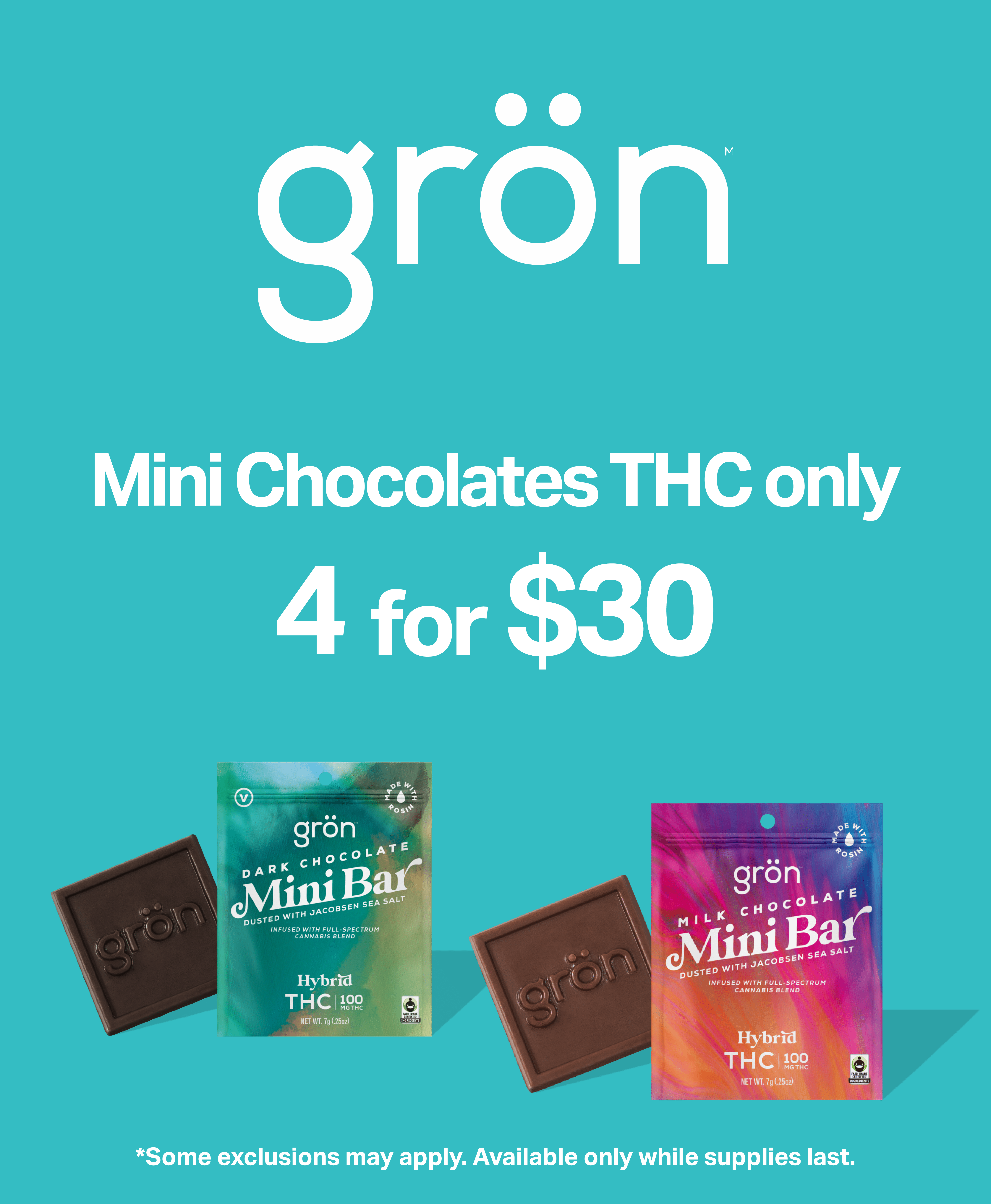 Gron 4 for $30 Mini Chocolates, THC only