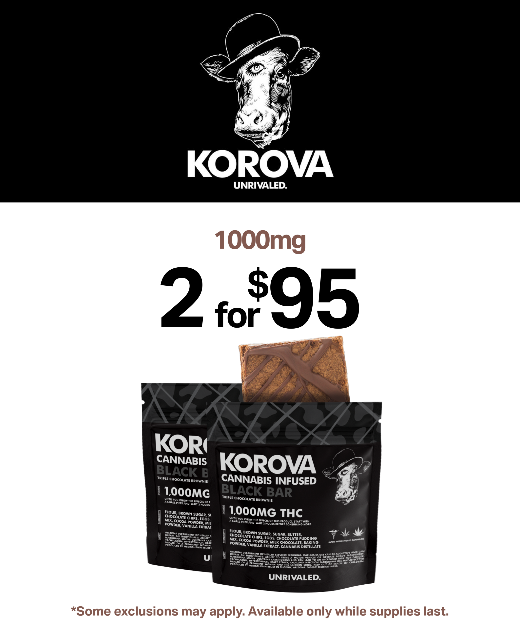 Korova 1000mg 2 for $95